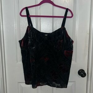 Black & Red Velvet Tank Top